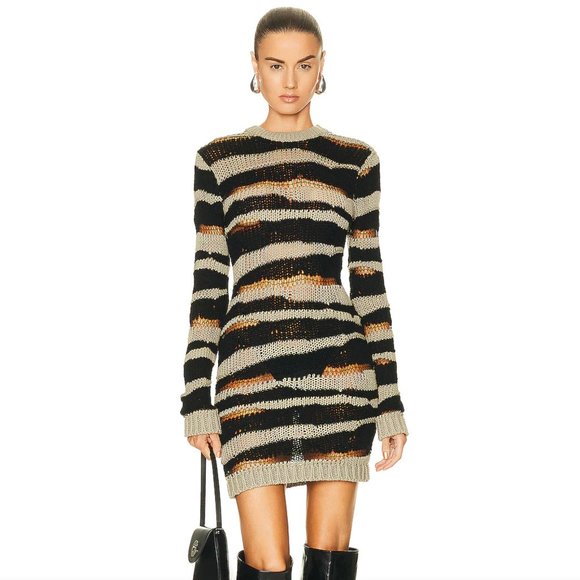 RtA | Dresses | New Rta Akamu Sweater Mini Dress Black Army Stripe Knit ...